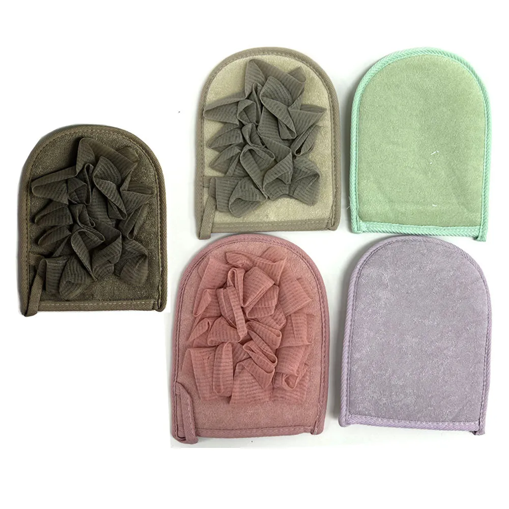 1 Exfoliating Gloves Spa Bath Sponge Mitts Shower Soap Loofah Skin Body Scrubber