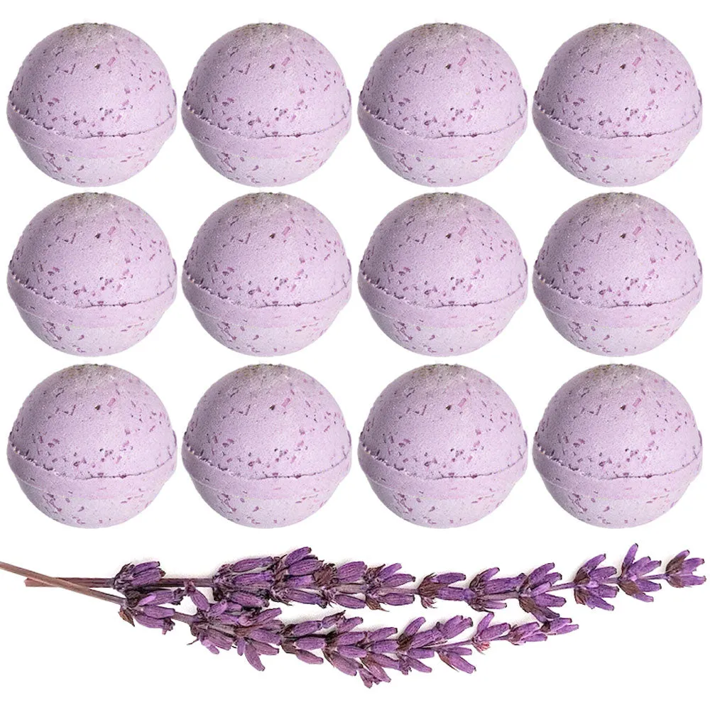 12 Pc Bath Bombs Lavender Scent Natural Fragrance Bubble Soak Spa Fizzy Fizzies
