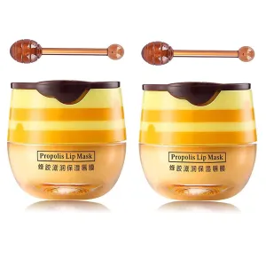 2 PCS Bee Lip Balm Honey Lip Balm Pot,Lip Exfoliating Lip Mask Hydrating & Prevention Dry and Cracked Lip Scrubs Exfoliator, Honey Lip Sleeping Mask Fade Lip Lines Bee Lip Balm