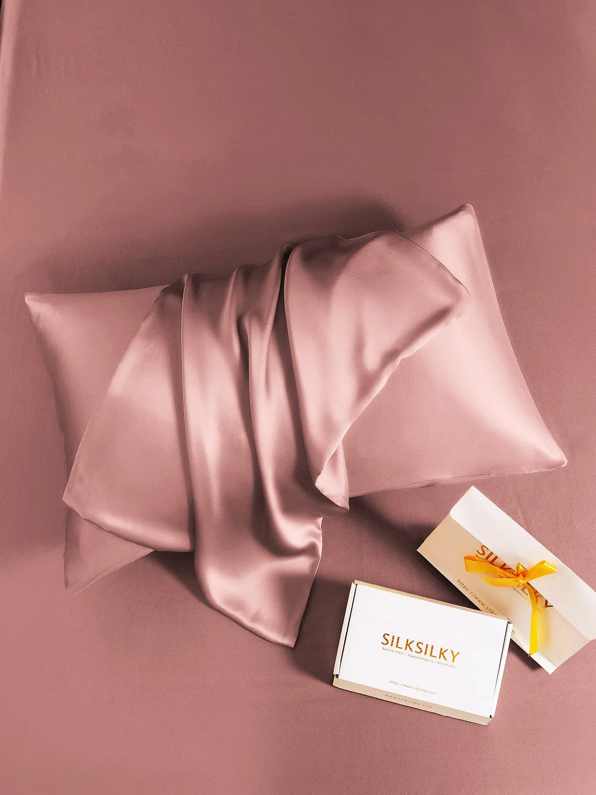 2Stk 30Momme 100% Silke Pudebetrk Bundt- Kuvert