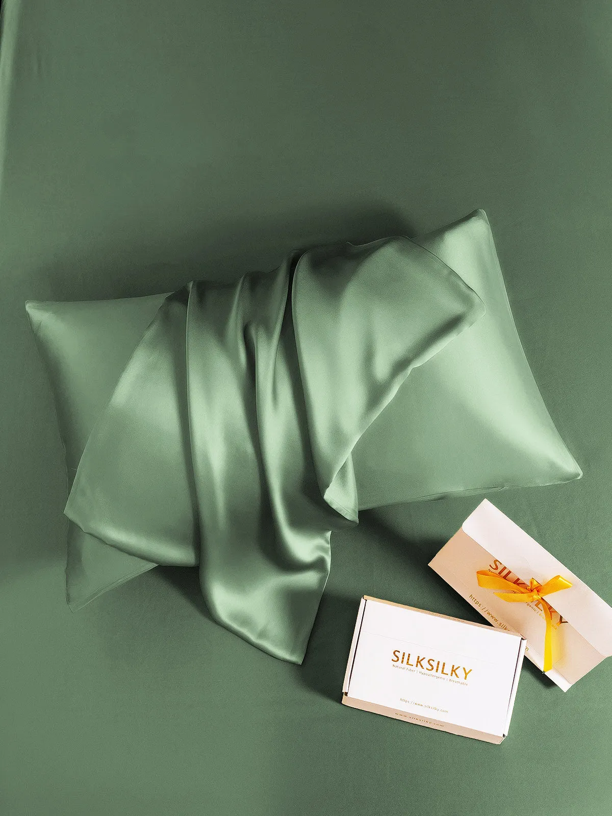 2Stk 30Momme 100% Silke Pudebetrk Bundt- Kuvert