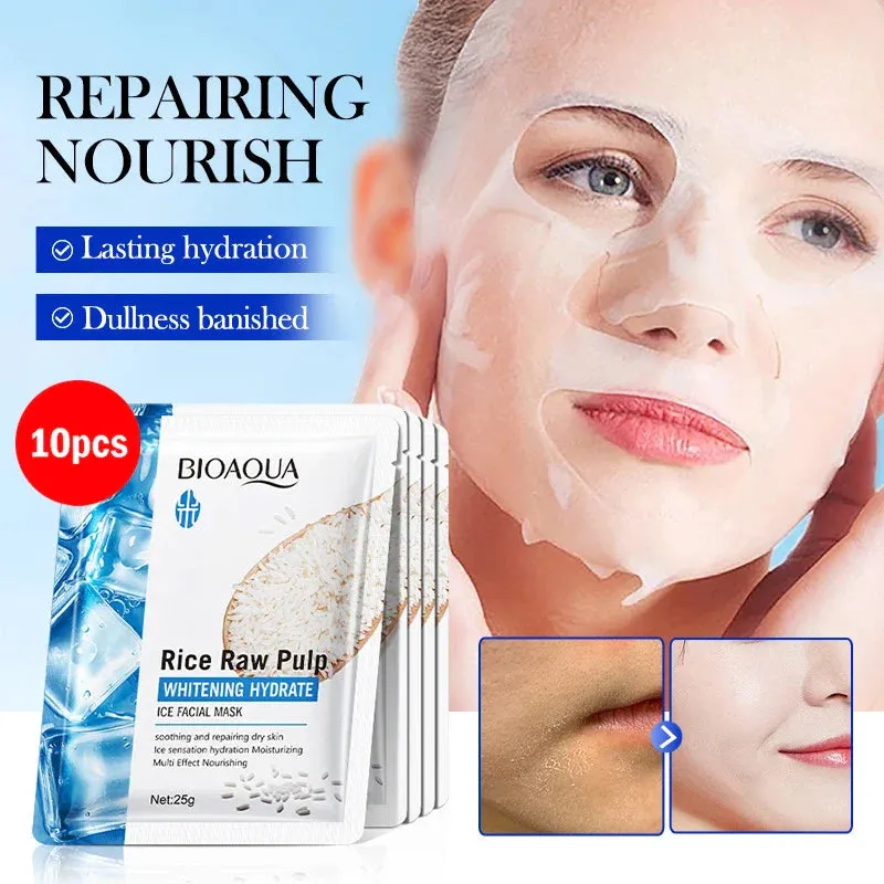 5 / 10 Piece Hydrating Rice Face Masks For Brightening & Nourishing Skin