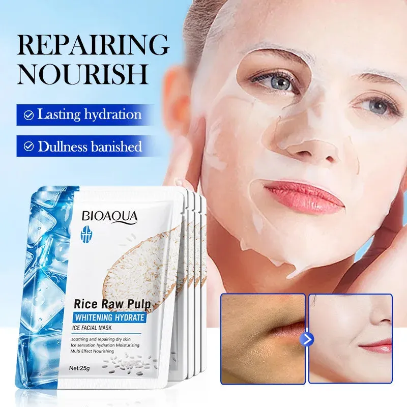 5 / 10 Piece Hydrating Rice Face Masks For Brightening & Nourishing Skin