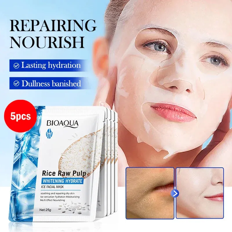 5 / 10 Piece Hydrating Rice Face Masks For Brightening & Nourishing Skin