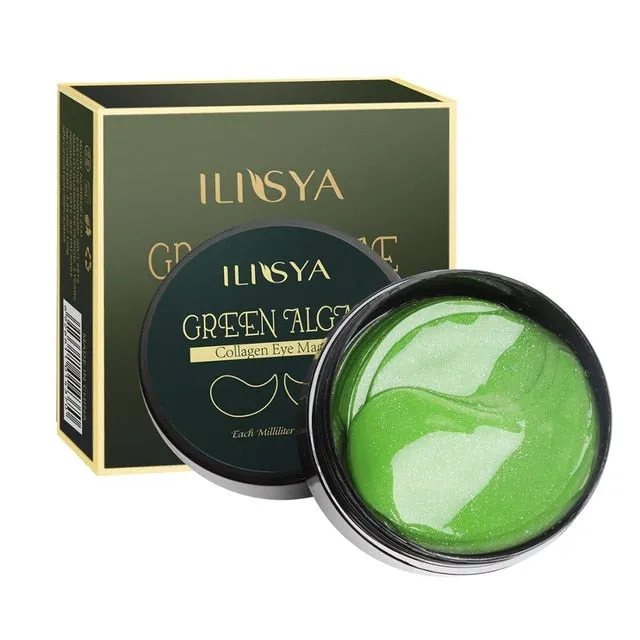 60pcs-Gold Collagen Eye Mask Seaweed Green Algae Eye Patches for Dark Circle Hydrating Eye Pad Anti-Wrinkles Nourishing