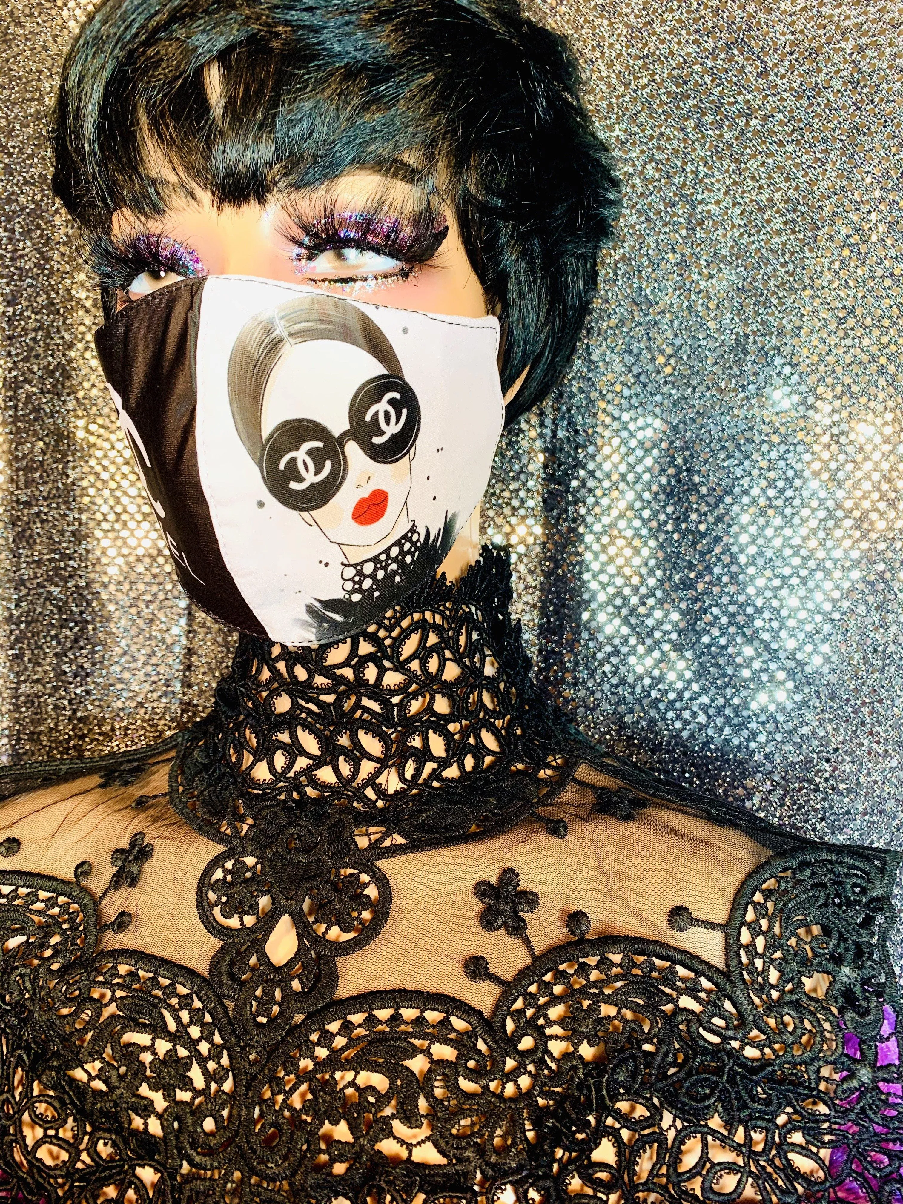Coco Cc Luxury Designer Inspired Face Mask