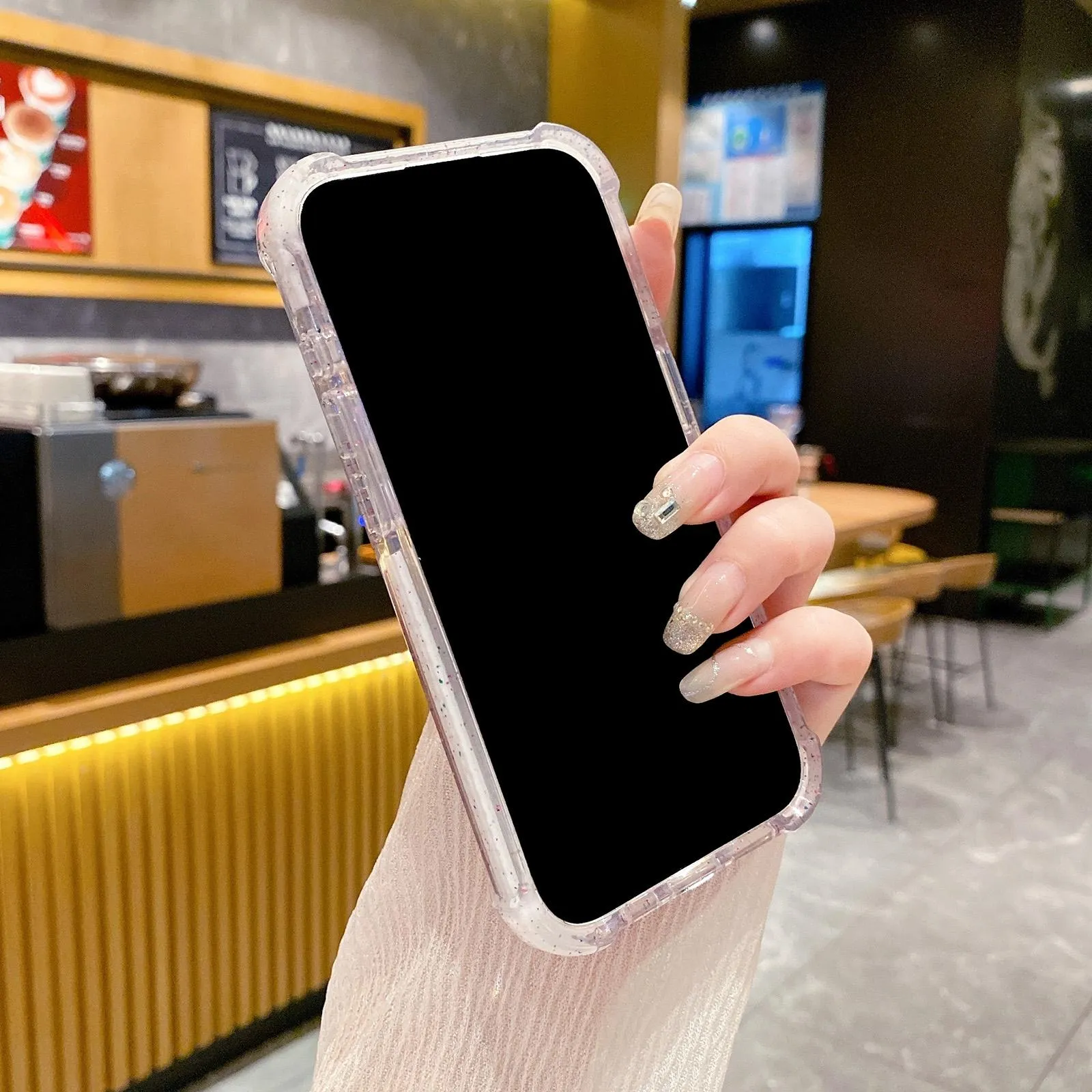 For Iphone 15 Acrylic Colour Point Transparent Phone Case White