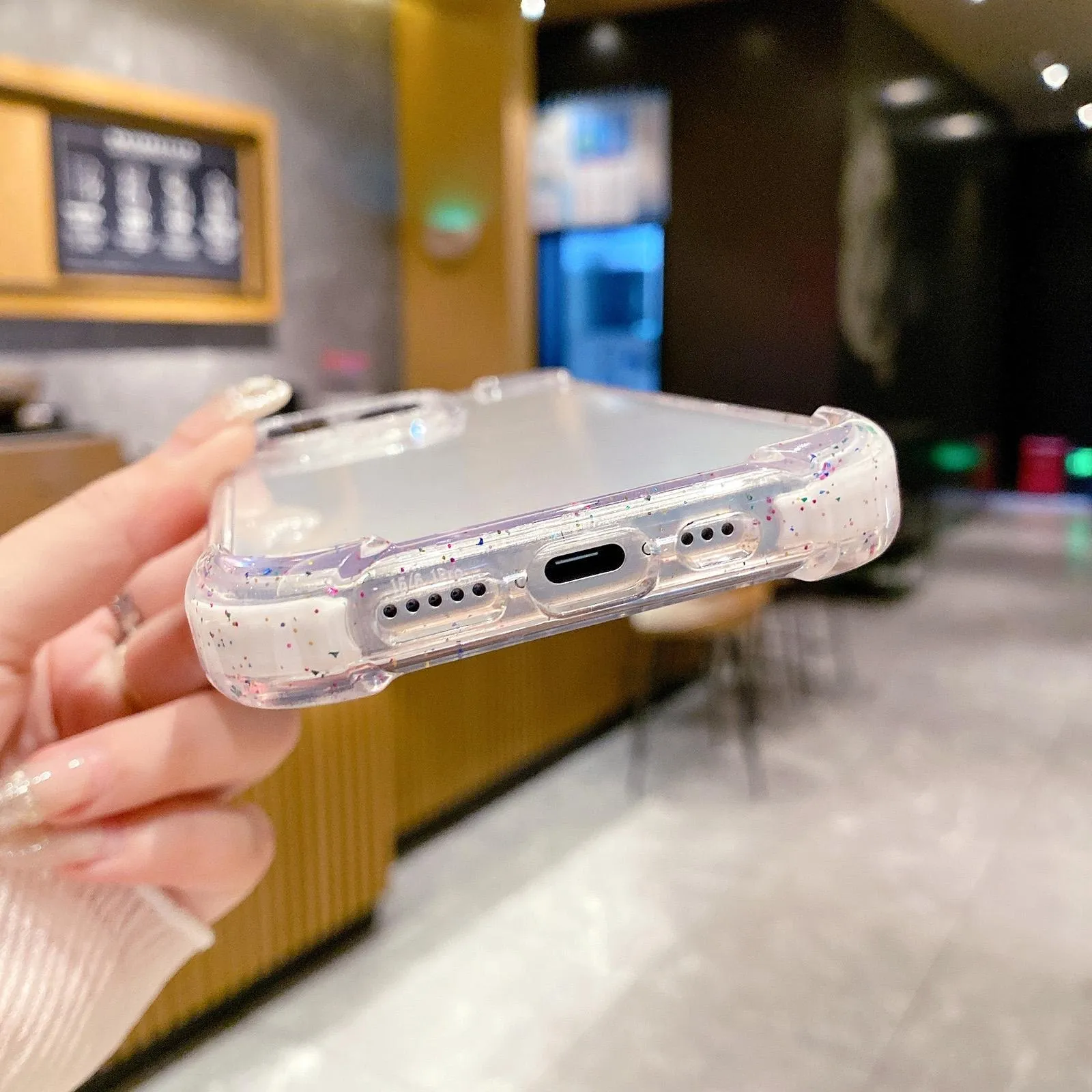 For Iphone 15 Acrylic Colour Point Transparent Phone Case White