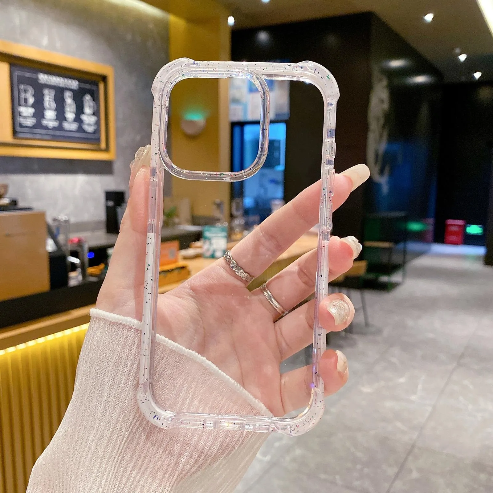 For Iphone 15 Acrylic Colour Point Transparent Phone Case White