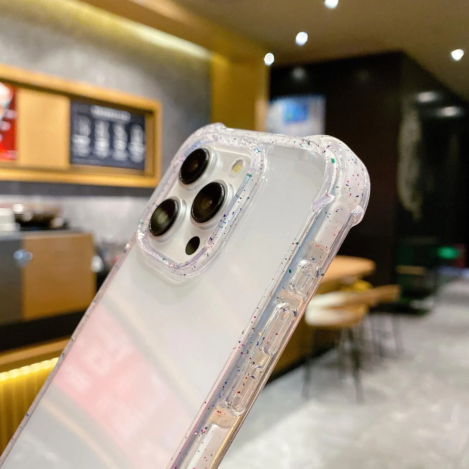 For Iphone 15 Acrylic Colour Point Transparent Phone Case White
