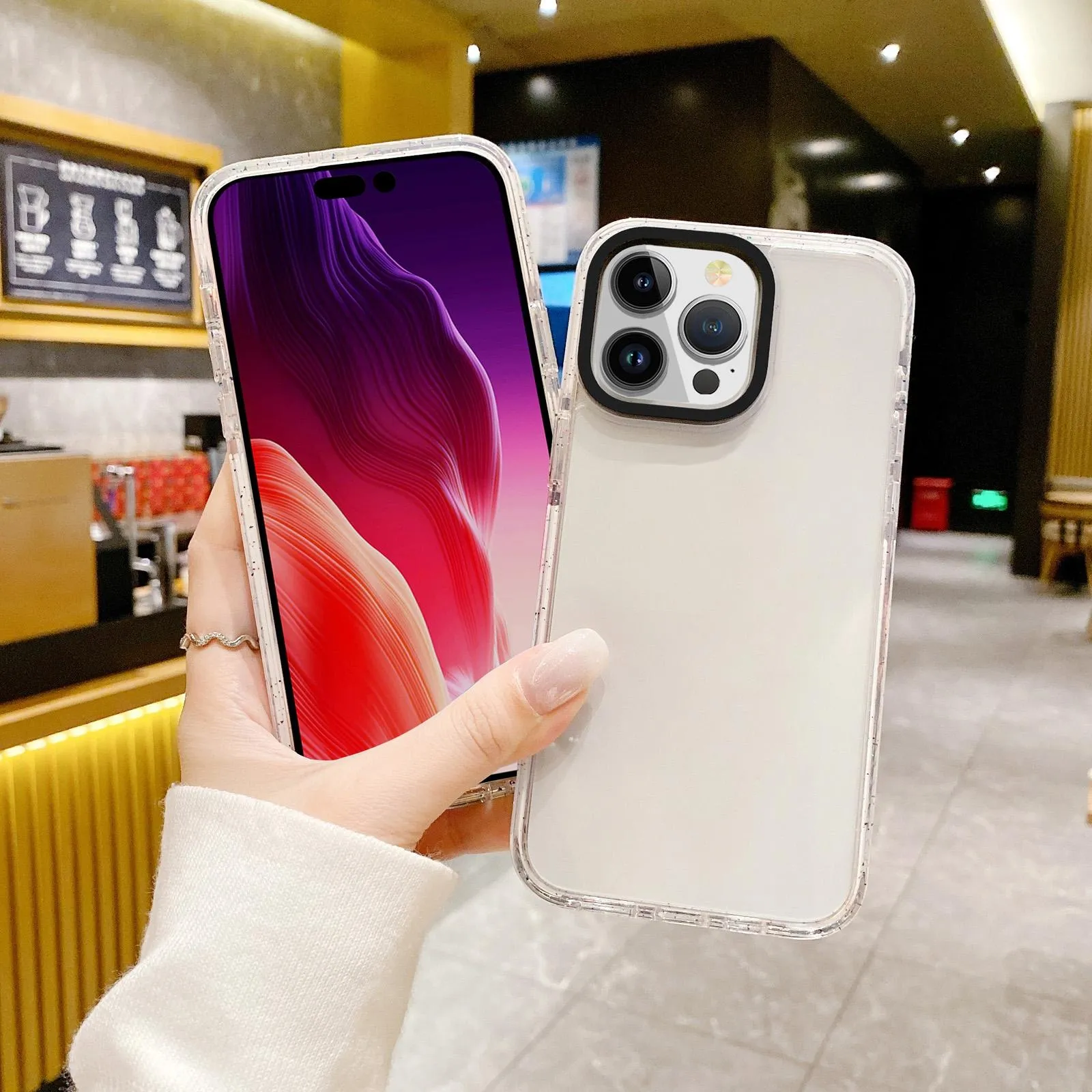 For Iphone 15 Kingsteel Wolf Colour Point Transparent Phone Case