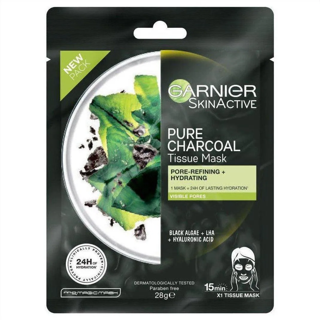 Garnier SkinActive Pure Charcoal Tissue Face Mask Black Algae.