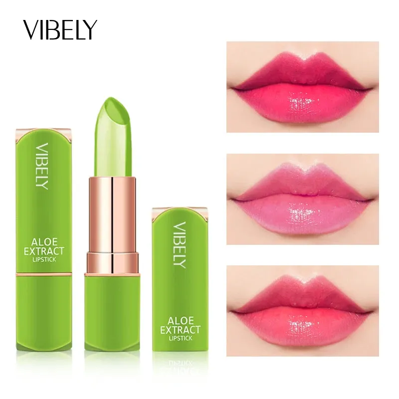 Long Lasting Moisturizing Natural Aloe Vera Jelly Temperature Color Changing  Lip stick