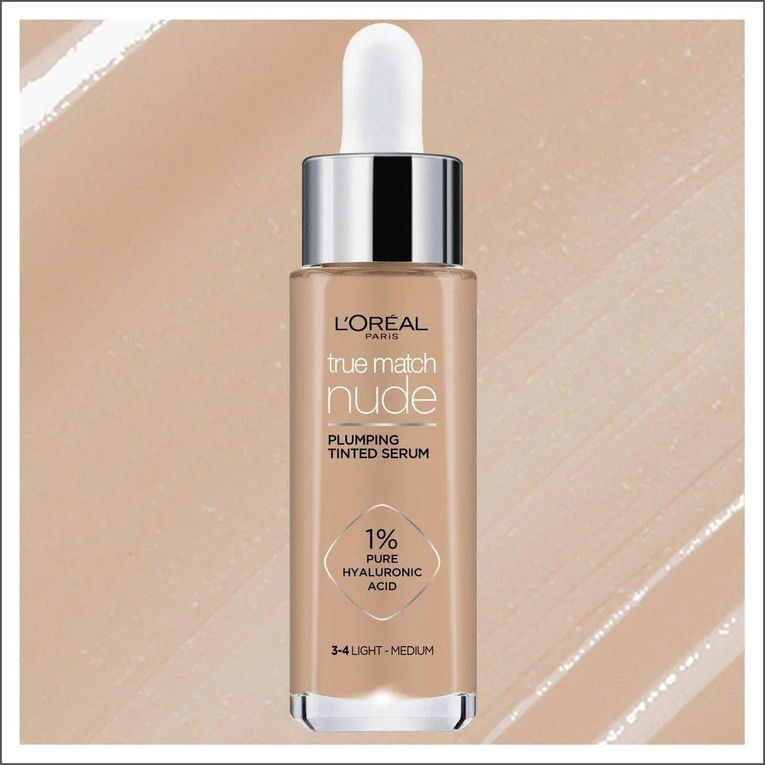 L'Oral Paris True Match Nude Plumping Tinted Serum 3-4 Light - Medium